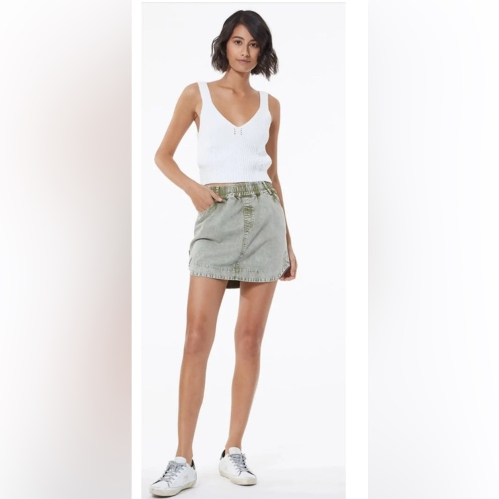 Young Fabulous and Broke YFB Olive Green Washed Out Mini Skirt Size Small